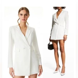 Alice + Olivia Kyrie White Tuxedo Skort/Romper